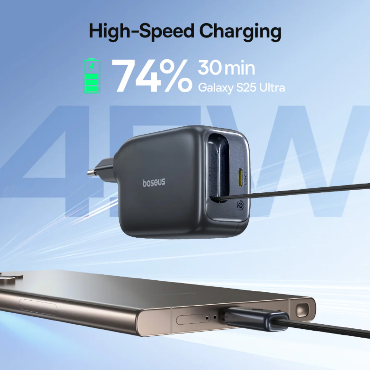 Baseus EnerCore CJ11 Fast Charger with Retractable Cable 2C 45W - Image 8