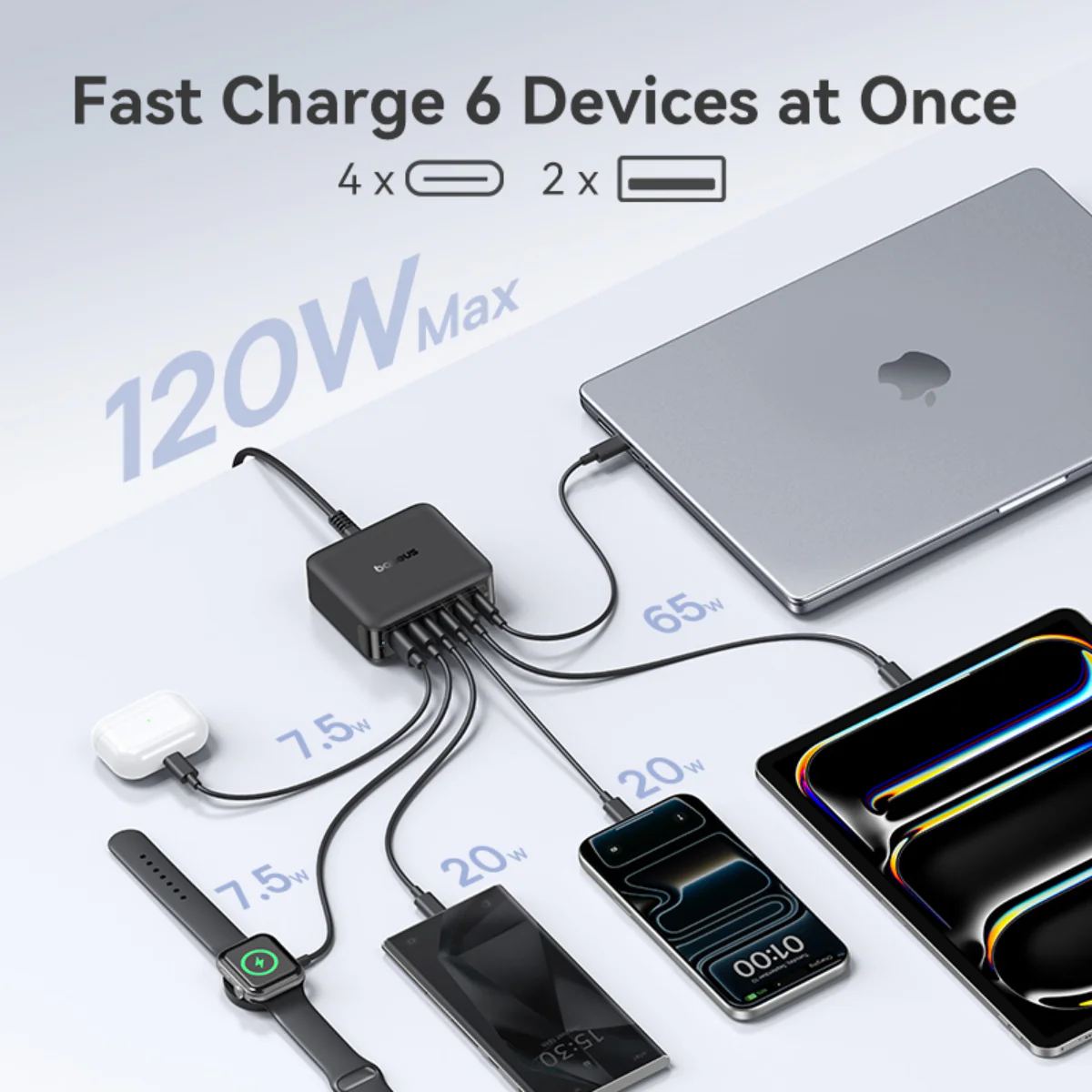 Baseus EnerFill FH21 Desktop Charging Station 4C+2U 120W - Image 11